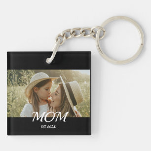 Mum Established Modern Script Photo  Key Ring