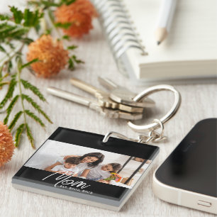 Mum Established Modern Script Photo Keychain
