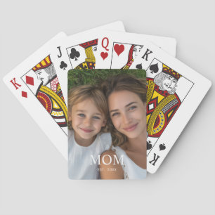 Mum Established Modern Script Photo Playing Cards