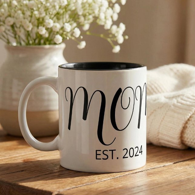 Mum Established New Mum Big Script Two-Tone Coffee Mug (Creator Uploaded)