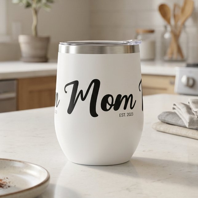Mum Established New Mum Gift (Mom Established New Mom Gift Thermal Wine Tumbler)