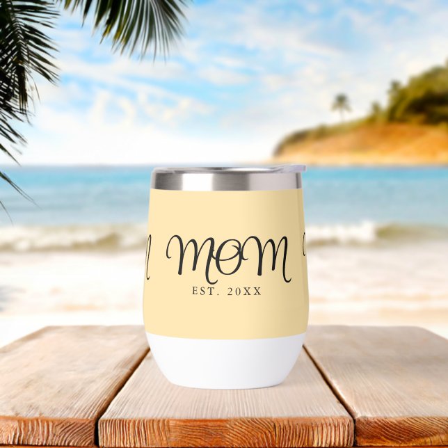 Mum Established New Mum Gift Black Script (Beach)