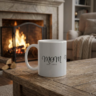 Mum Established New Mum Gift Black Script Coffee Mug