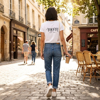 Mum Established New Mum Gift Black Script T-Shirt