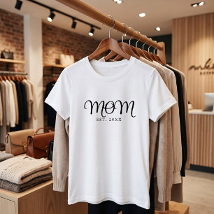 Mum Established New Mum Gift Black Script T-Shirt