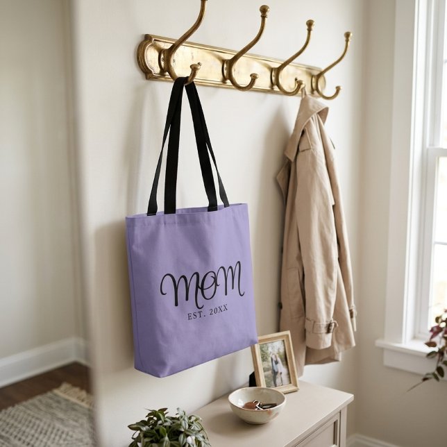 Mum Established New Mum Gift Black Script Tote Bag (Mom Established New Mom Gift Black Script Tote Bag)