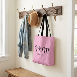 Mum Established New Mum Gift Black Script Tote Bag