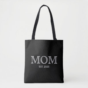Mum Established New Mum Gift Black Tote Bag
