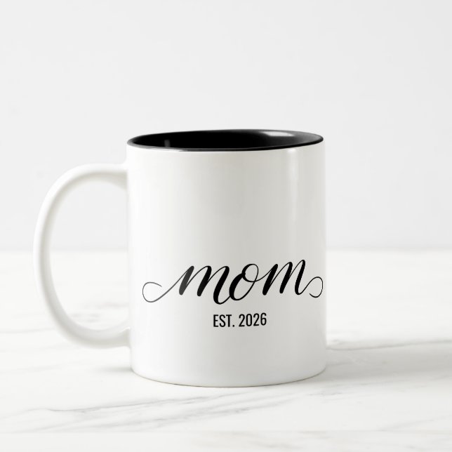 Mum Established New Mum Gift Two-Tone Coffee Mug (Left)