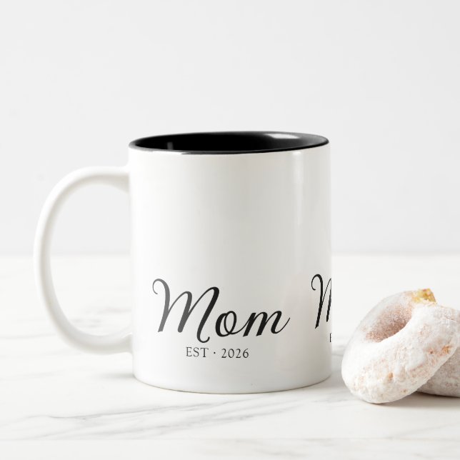 Mum Established New Mum Gift Two-Tone Coffee Mug (With Donut)