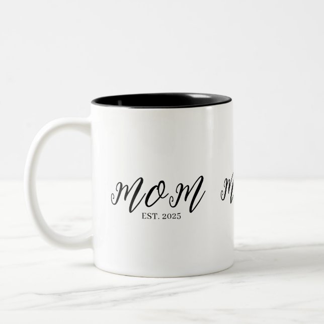 Mum Established New Mum Gift Two-Tone Coffee Mug (Left)
