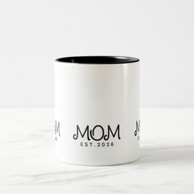 Mum Established New Mum Gift Two-Tone Coffee Mug (Center)