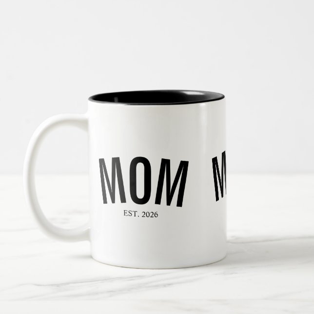 Mum Established New Mum Gift Two-Tone Coffee Mug (Left)