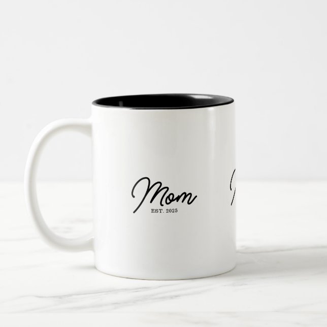 Mum Established New Mum Gift Two-Tone Coffee Mug (Left)