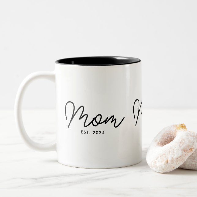 Mum Established New Mum Gift Two-Tone Coffee Mug (With Donut)