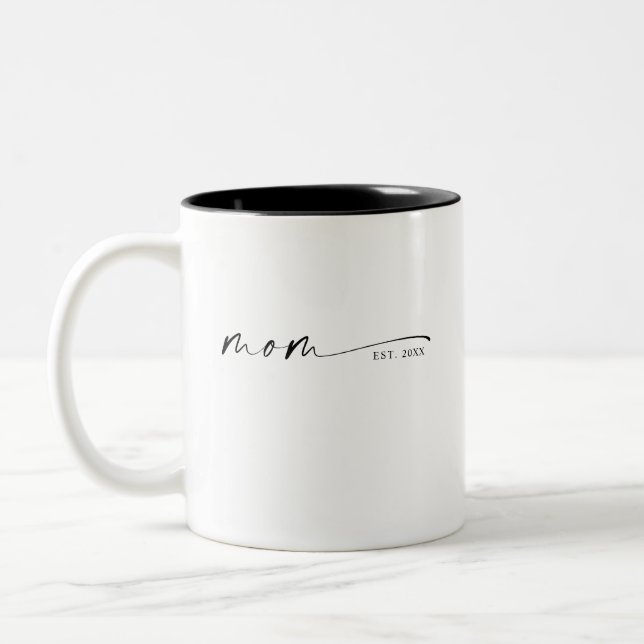 Mum Established New Mum Gift Two-Tone Coffee Mug (Left)