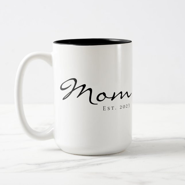 Mum Established New Mum Gift Two-Tone Coffee Mug (Left)