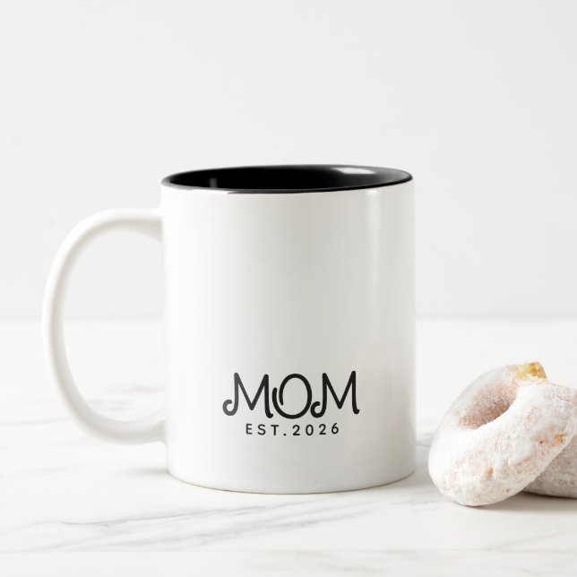 Mum Established New Mum Gift Two-Tone Coffee Mug (With Donut)
