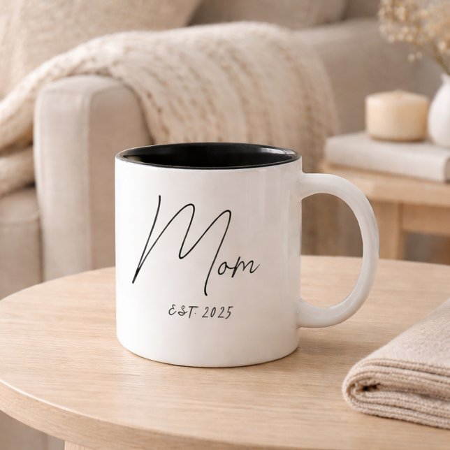Mum Established New Mum Gift Two-Tone Coffee Mug (Creator Uploaded)