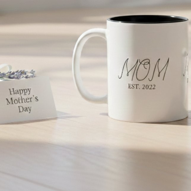 Mum Established New Mum Gift Two-Tone Coffee Mug (Creator Uploaded)