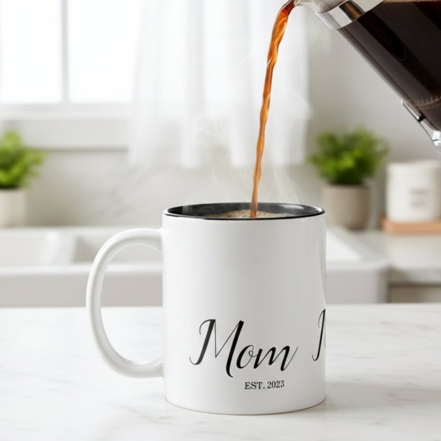 Mum Established New Mum Gift  Two-Tone Coffee Mug (Creator Uploaded)
