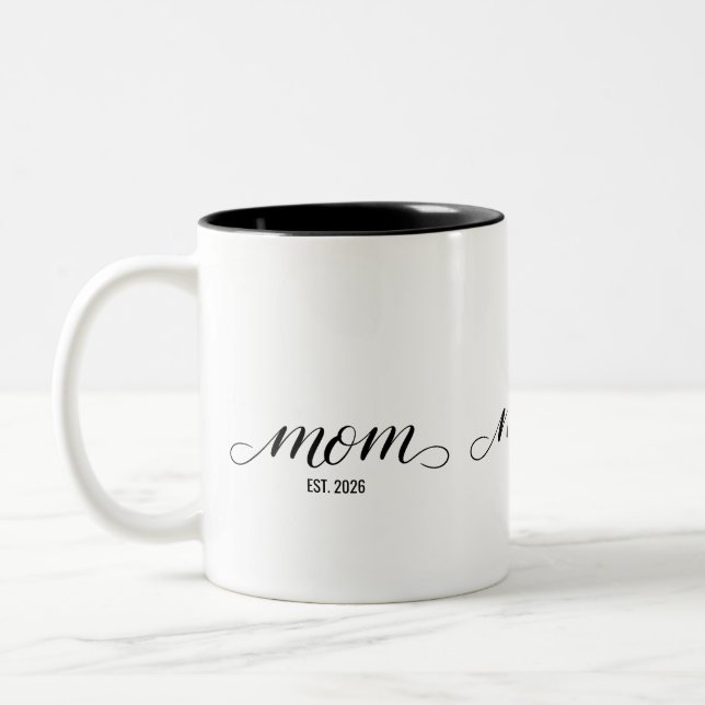 Mum Established New Mum Gift Two-Tone Coffee Mug (Left)