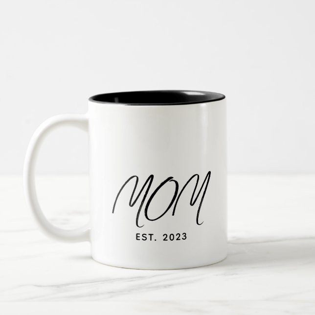 Mum Established New Mum Gift Two-Tone Coffee Mug (Left)