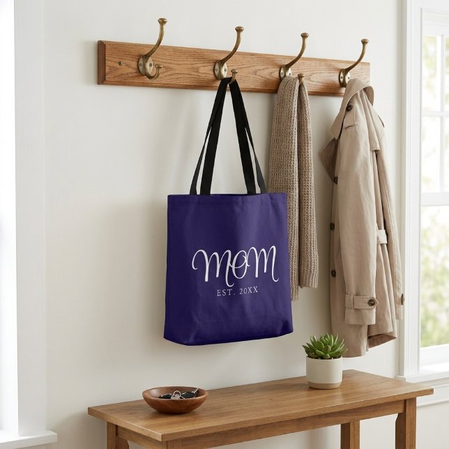 Mum Established New Mum Gift White Script Tote Bag (Mom Established New Mom Gift White Script Tote Bag
)