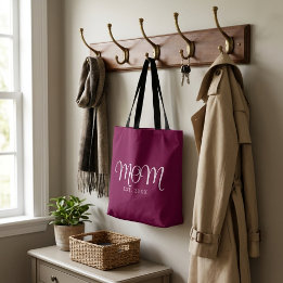 Mum Established New Mum Gift White Script Tote Bag