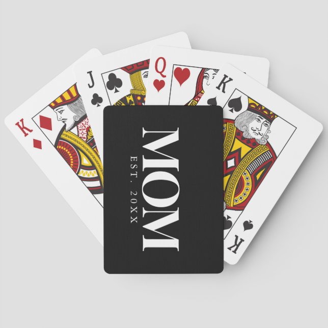 Mum Established New Mum Gift White Typography Playing Cards (Back)