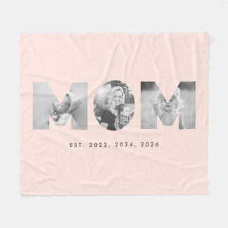 Mum Established Pastel Peach Minimalist 3 Photo Fleece Blanket