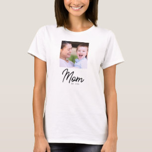 Mum Established Photo Black Script Minimal Elegant T-Shirt