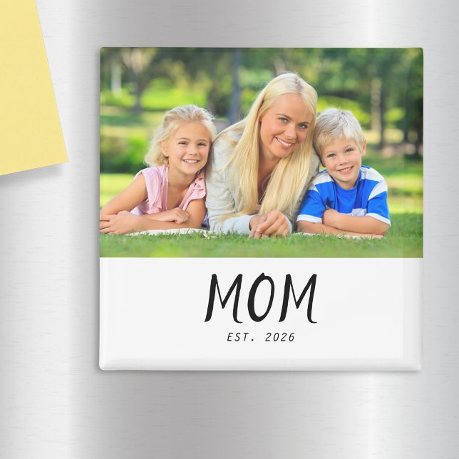 Mum Established Photo Gift Magnet (A magnet with "Mom Est. 2026" text and custom photo)