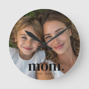 Mum Established Photo Gift Round Clock
