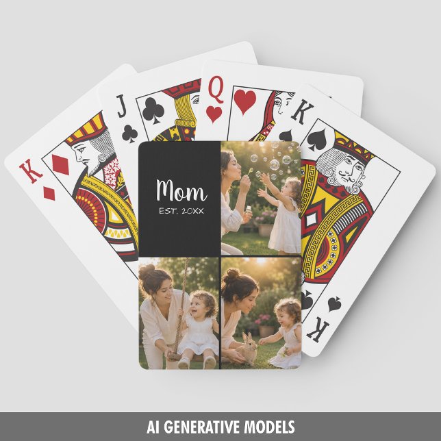 Mum Established Photo Keepsake Playing Cards (Mom Established Photo Keepsake Poker Cards)