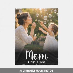 Mum Established Photo Memory Gift Fleece Blanket