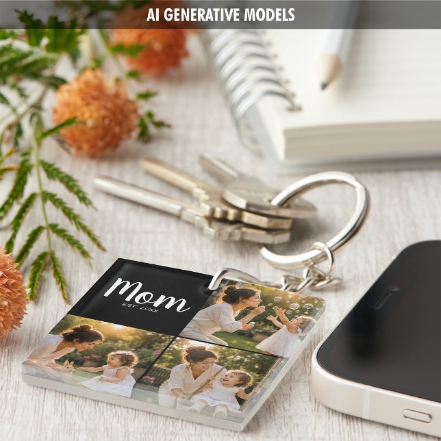 Mum Established Photo Memory Gift for Her Key Ring (Mom Established Photo Memory Gift for Her Keychain)