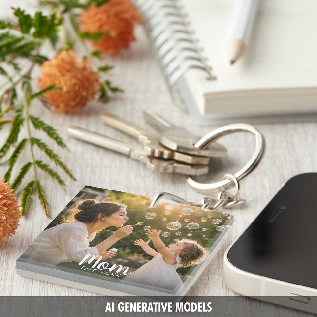 Mum Established Photo Memory Gift Key Ring (Mom Established Photo Memory Gift Keychain)
