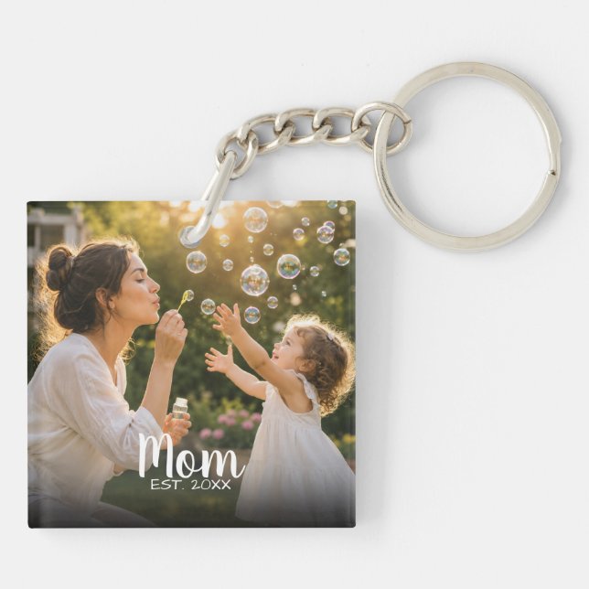 Mum Established Photo Memory Gift Key Ring (Back)
