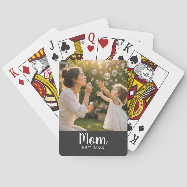 Mum Established Photo Memory Gift Playing Cards (Back)