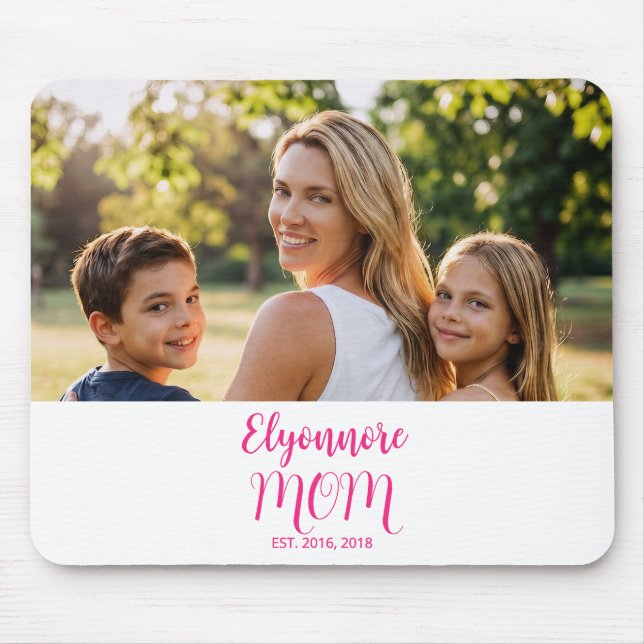 Mum Established Pink Script Name  Mouse Pad (Front)