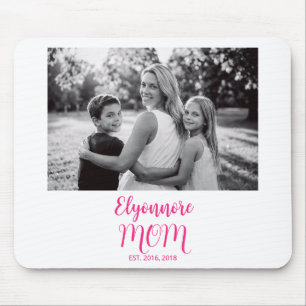 Mum Established Pink Script Name Photo  Mouse Pad