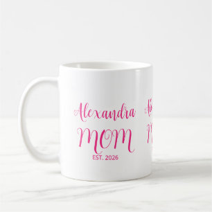 Mum Established Pink Script Name Two-Tone Coffee Mug