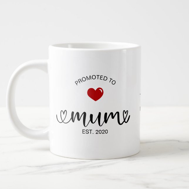 Mum Established Promoted To Mum Large Coffee Mug (Left)