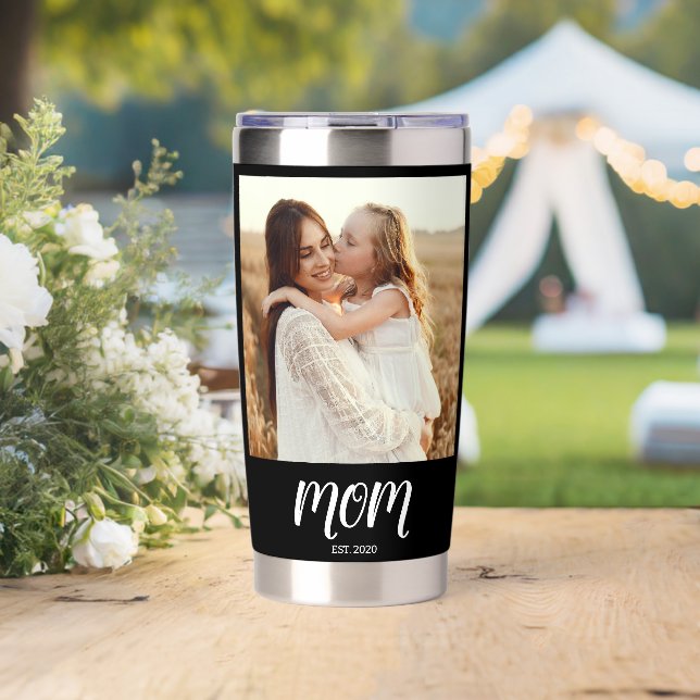 Mum Established Script Black 2 Photo Insulated Tumbler (Wedding (Rotated))