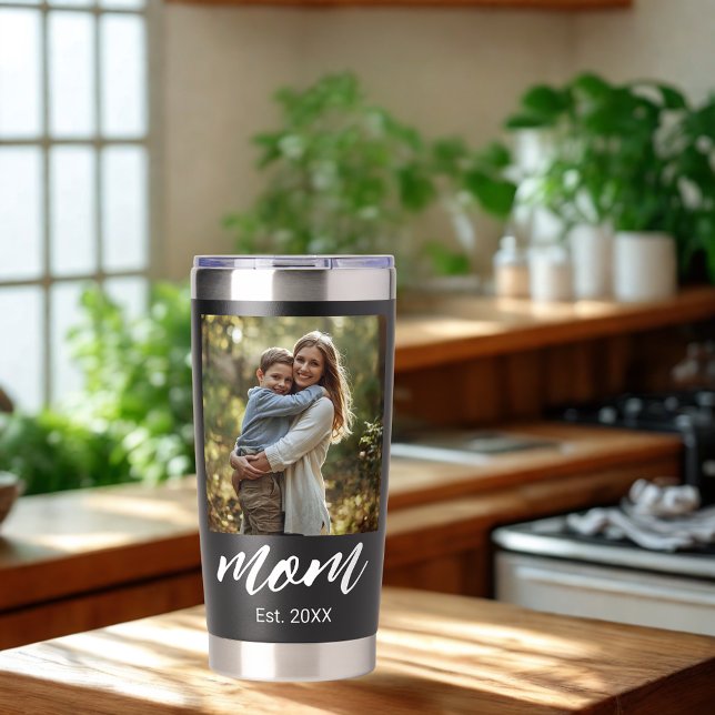 Mum Established Script Black 2 Photo Insulated Tumbler (Creator Uploaded)