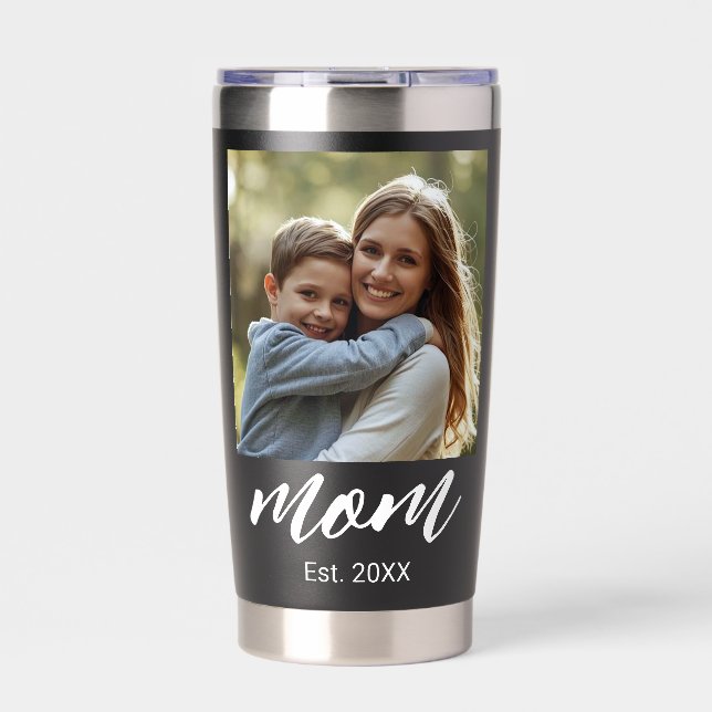 Mum Established Script Black 2 Photo Insulated Tumbler (Front)