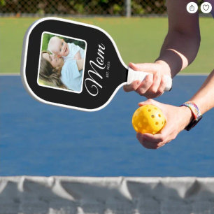 Mum Established Script Black 2 Photos Pickleball Paddle