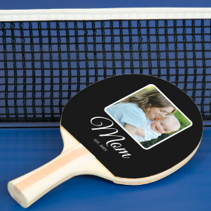Mum Established Script Black 2 Photos Ping Pong Paddle