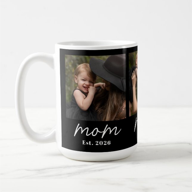 Mum Established Script Black 3 Photo  Coffee Mug (Left)